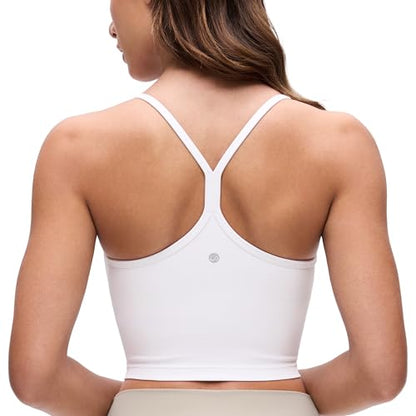CRZ YOGA Butterluxe Y Back Crop Tank Tops - color: White, size: XX-Small