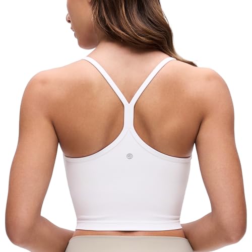 CRZ YOGA Butterluxe Y Back Crop Tank Tops - color: White, size: Medium