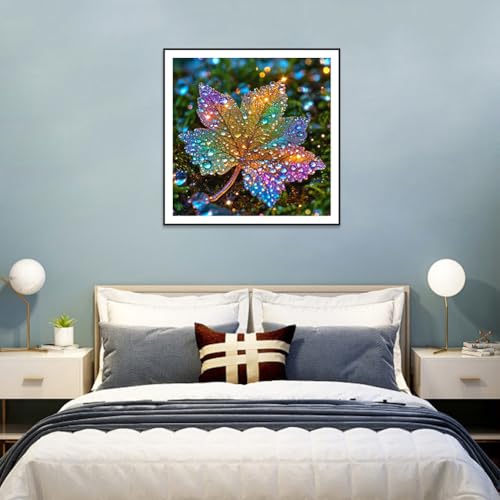Stalente Diamond Painting Kits for Adults Maple Leaf, 5D DIY Diamond Art Kits for Beginners Round Full Drill Diamond Painting for Home Wall Decoration Gift 12×12inch