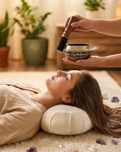 Hihealer Singing Bowl, Authentic Tibetan Sound Bowl for Yoga - color: Blue(Fish)