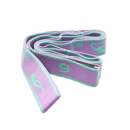9 Loops Elastic Yoga Strap - Adjustable Stretching Band for Physical Therapy, Dance, Pilates & Gymnastics, Multi-Loop Exercise Band for Flexibility, Home Workout - color: Purple