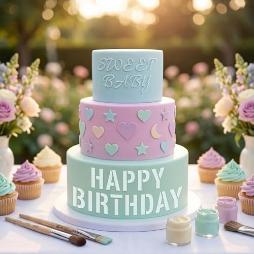28PCS Alphabet Number Stencils for Baking, Reusable PET Letter Symbols Drawing Templates, DIY Decorating Stencils for Cookie, Wood, Canvas, Wall, Scrapbook, Journal, Gift Card (5.5x5.5Inch)