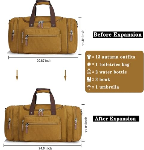 Sechunk Duffle Bag Canvas Leather Large Outdoor Shoulder Bag (yellow) - color: yellow