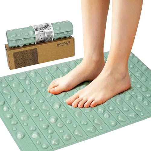 Portable Feet Acupressure Mat, Foldable Foot Massager Mat, Pressure Point Massage Pad, Anti Fatigue Office Standing Desk Stand up Pad, Relieve Foot Pain (27.6"x16.7") - color: Green - Large