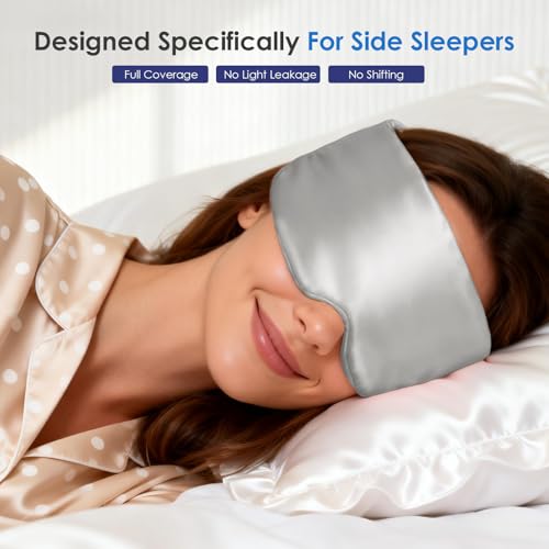 Akakios Weighted Eye Mask Silk Sleep Mask for Sleeping(Gray) - color: Silk-light Gray