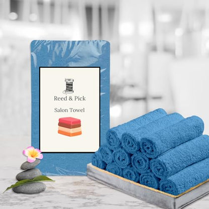 Reed&Pick Hand Towels (Pack of 24) Light Blue Economy Towels Salon Towels - 100% Cotton Spa Towel – 16 x 26 Inches Highly Absorbable, Facial Gym Hair Towel Face Towel Bulk - color: Blue, size: 16x27 Pack of 24