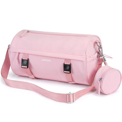 Small Gym Bag for Women Men, 15L Sports Workout Bag with Wet Pocket and Yoga Mat Holder, Lightweight & Water-Resistant Mini Travel Duffle Bag (Pink) - color: Pink