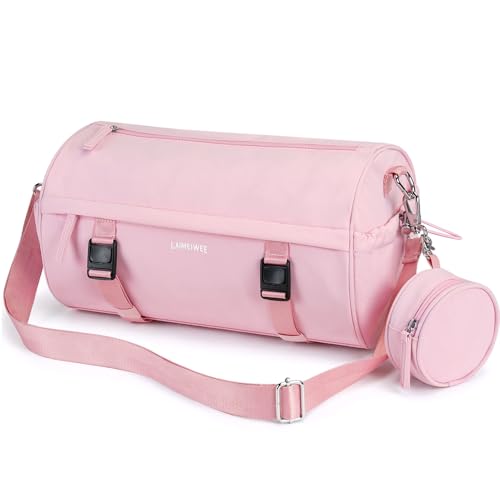 Small Gym Bag for Women Men, 15L Sports Workout Bag with Wet Pocket and Yoga Mat Holder, Lightweight & Water-Resistant Mini Travel Duffle Bag (Pink) - color: Pink