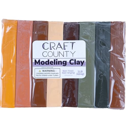 Craft County Modeling Clay – 1 lb (Eight Assorted Color Bars) – Use for Claymation, Models, and Stop Motion (Fall Fun) - color: Fall Fun