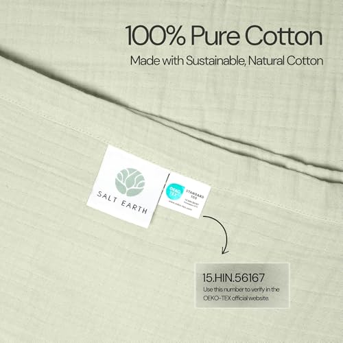 100% Cotton Gauze 50"X60" Throw Tassel 4 Layered Blanket- Sea Foam | Premium Muslin Blanket for Couch,Bed,Living,Summer Lightweight, All Seasons Blankets & Throws, Boho,Travel & Skin Friendly - color: Sea Foam, size: 50"X60" Throw
