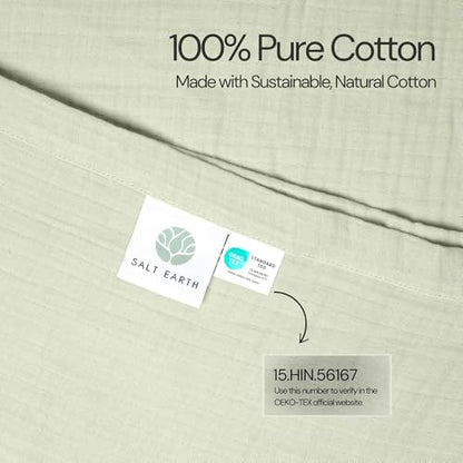 100% Cotton Gauze 50"X60" Throw Tassel 4 Layered Blanket- Sea Foam | Premium Muslin Blanket for Couch,Bed,Living,Summer Lightweight, All Seasons Blankets & Throws, Boho,Travel & Skin Friendly - color: Sea Foam, size: 50"X60" Throw