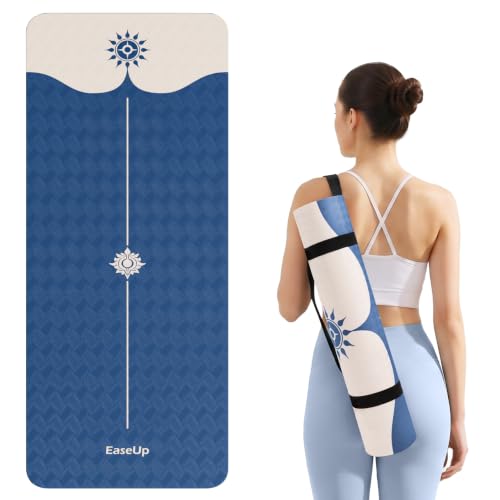 EaseUp Yoga Mat 73"x28"x0.4",10mm thick,Non Slip for Workout, Pilates - color: Blue