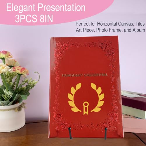 3PCS Iron Plate Stands for Display 8 Inch, Large Metal Frame Holders Easel | Solid Black Iron Easel Holder, Perfect for Decorative Plate, Book, Photo Easel - size: 3PCS 8IN