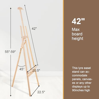 Falling in Art Adjustable Wooden Easel Stand for Painting&Display, Natural | Folding Art Easel for Display, Drawing, Wedding Sign and Poster, Suitable for Kids and Adults, Holds Up to 42" - style: Natural -1 Pack
