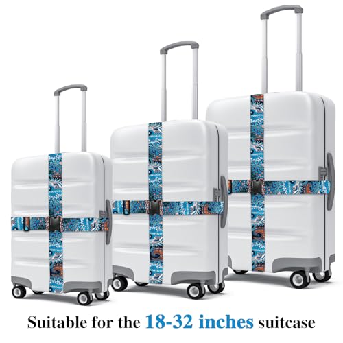 6 Pieces Luggage Straps Patterned Luggage Strap Suitcase Straps Luggage Belt Adjustable Travel Luggage Belt Strap with Quick Release Buckle, 2 inches Wide by 72 inches Long (Persian Style) - style: Persian Style