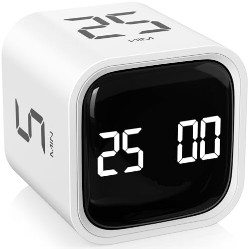 Rotating Productivity Timer 5/25/10/50, Desk Flip Timer for ADHD, White - color: White
