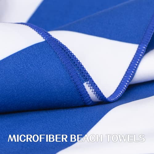 Your Choice Microfiber Beach Towel Sand-Free Quick Dry (67"x35"/60"x30") - color: Y-blue Stripes, size: Extra Large(67x35")