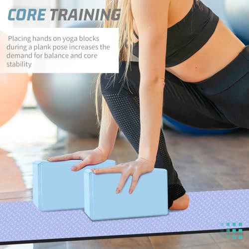 biguphate 2 Pack Yoga Blocks, 3"x6"x9" Beveled Edges Non-Slip, Yoga Bricks - color: 2PACK-369-Sky Blue, size: 9x6x3IN