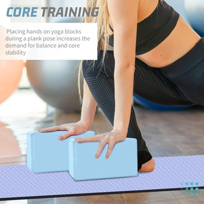 biguphate 2 Pack Yoga Blocks, 3"x6"x9" Beveled Edges Non-Slip, Yoga Bricks - color: 2PACK-369-Sky Blue, size: 9x6x3IN