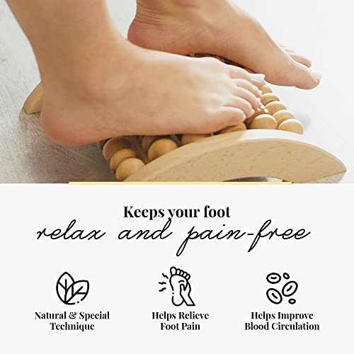Tuuli Accessories - Wooden Foot Massager, Grooved Muscle Roller, Helps Ease Muscle Tension and Improve Blood Circulation, Natural Wood Therapy Massage Tools, 29 x 24.5 cm - size: XL