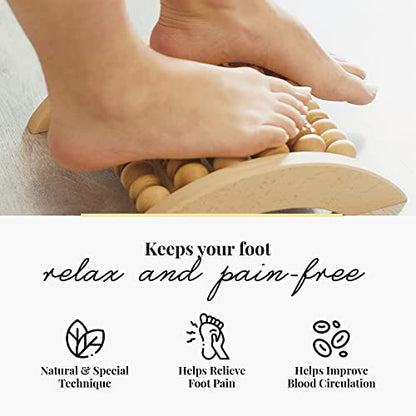 Tuuli Accessories - Wooden Foot Massager, Grooved Muscle Roller, Helps Ease Muscle Tension and Improve Blood Circulation, Natural Wood Therapy Massage Tools, 29 x 24.5 cm - size: XL