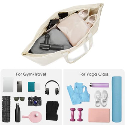 sportsnew Large Yoga Mat Bag Trolley Sleeve Gym Carrier Shoe Bag Wet Pocket - color: Beige