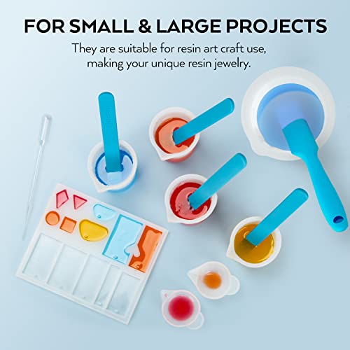 Silicone Resin Measuring Cups Tool Kit- Nicpro 250 & 100 ml Measure Cups, Silicone Popsicle Stir Sticks & Spatula, Pipettes, Gloves for Epoxy Resin Mixing, Molds, Jewelry Making, Waxing, Easy Clean - color: Black, size: 250ml+100ml