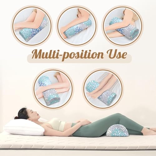 Knee Pillow for Back Sleeping – Half Moon Bolster Pillow for Legs,Under Knee While Sleeping Support, Leg & Back Pain Relief (21.5x9x5 Inches),Machine Washable Cover - color: Blue