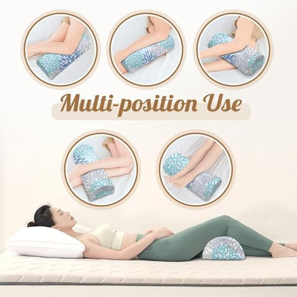 Knee Pillow for Back Sleeping – Half Moon Bolster Pillow for Legs,Under Knee While Sleeping Support, Leg & Back Pain Relief (21.5x9x5 Inches),Machine Washable Cover - color: Blue