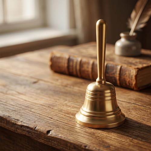 Brass Small Hand Bell for Seniors Bedside 3.27 Inch Dinner Bell for Wedding