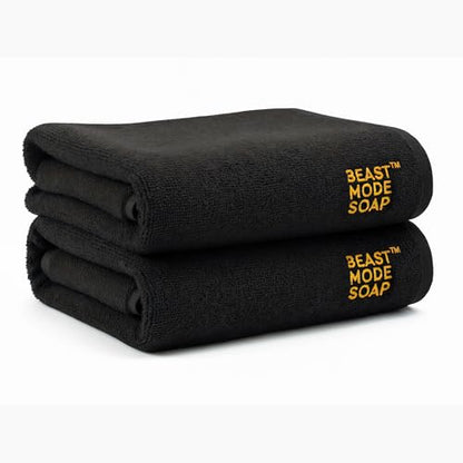 Beast Mode Soap 100% Cotton Sports Gym Towel – Soft, Quick-Dry, Highly Absorbent, Lightweight & Durable Workout Towel for Gym, Travel, Yoga & Home – 35x75cm (Black)