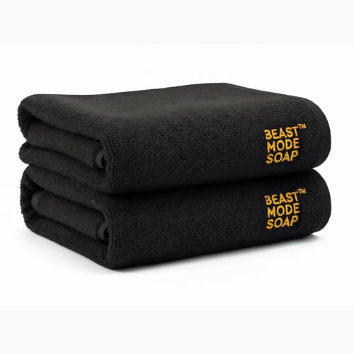Beast Mode Soap 100% Cotton Sports Gym Towel – Soft, Quick-Dry, Highly Absorbent, Lightweight & Durable Workout Towel for Gym, Travel, Yoga & Home – 35x75cm (Black)