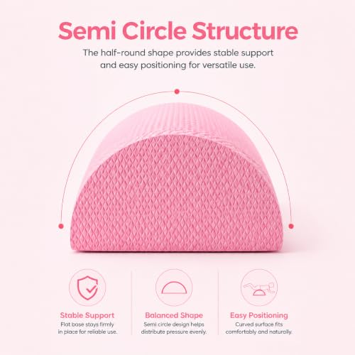 Cabilock Half Foam Roller for Back Pain Relief, Sakura Pink High Density EVA Lumbar Support, 30cm Semicircle Pilates Roller for Physical Therapy, Yoga & Balance Training