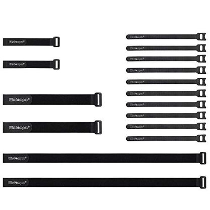 Wisdompro 16 Pack Mixed Size Hook and Loop Tie Down Cable Straps Heavy Duty - size: Mixed Size, 16 Pack