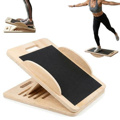 Slant Board for Calf Stretching, Calf Stretch and Mobility Board, Portable Adjustable Wooden Slant Board for Squats Exercise Balance Training and Physical Therapy