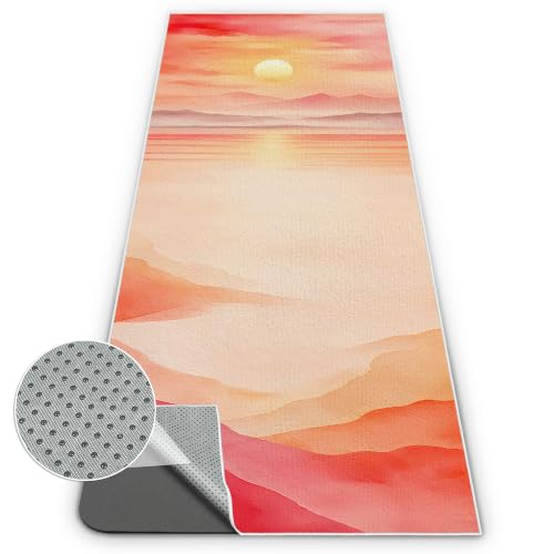 Yoga Mat Towel, Hot Yoga Towel High-Definition Pattern, Machine Washable with Ultra-Absorbent Yoga Towels for Hot Yoga Non Slip for Fitness, Exercise, Pilates, 72 x 27 in, Sunset - color: Sunset