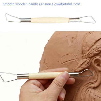 14 PCS Clay Pottery Sculpting Tools Set, Pottery Trimming Tools,Carving Art Polymer Clay Tools,with Needle Detail Tool and Feather Wire Texture for Ceramic Wax Carving