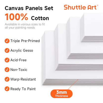 Shuttle Art 36 Pack Canvas for Painting, Multi-Size 5x7/8x10/9x12/11x14 Inch, Primed, 100% Cotton Blank Canvas Boards, Ideal Art Supplies for Kids Adults Acrylic Oil Painting - size: 36 Pack - 9 of Each 5x7, 8x10, 9x12, 11x14 inch