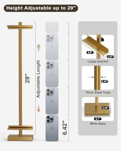 Adjustable Tabletop Easel Stand, Picture Easels for Display Up to 29" H, Metal Picture Frame Holder Stand Table for Art, Photo (Gold) - color: gold