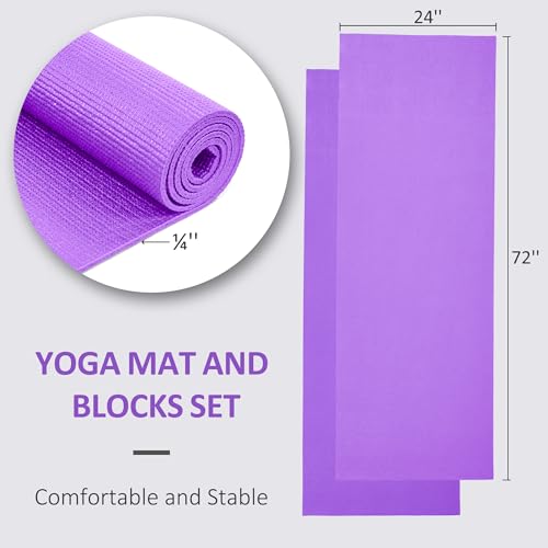Fitvids All Purpose Thick High Density No Tear Exercise Yoga Mat with Strap & Lightweight Features for Indoor & Outdoor Use - color: Purple