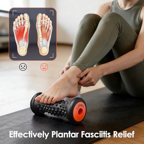 Foot Roller Massager for Plantar Fasciitis, Foot Arch and Heel Pain Relief | Deep Tissue Muscle Massage, Feet Ergonomic & Rounded Top Design - color: Black