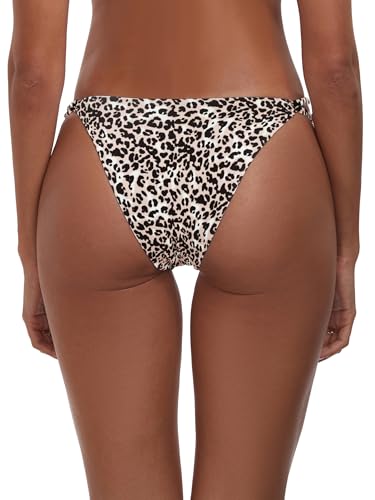 Colloyes Women's Low Waisted Bikini Bottoms Double Straps Cut-Out Cheeky - color: Leopard, size: Large
