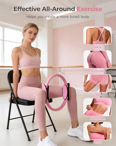 Home Pilates Workout Kit for Women with Guide Video, 12" Pilates Ring and Ball Set, Resistance Bands, Ankle Weight Accessories Workout Essentials Starter Kit for Beginners 28-Day Challenge