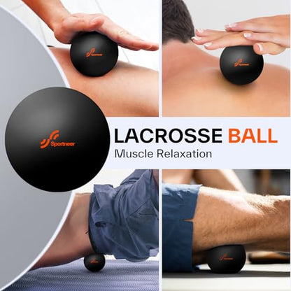 Sportneer 4 in 1 Pilates Foam Roller Muscle Relax Kit - color: Black