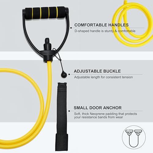 ZHIAMZ Exercise Bands with Handles, Resistance Tube & Door Anchor | Physical Therapy & Rehab, Natural Rubber Tube, Adjustable, D-Handles, Strength, Pilates, Workout - color: Black (Extremely Heavy)