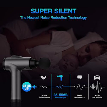 OLsky Massage Gun Deep Tissue 30 Speeds 9 Attachments Handheld (Grey) | Electric Muscle Massager, High-intensity Percussion, Massage Device for Pain Relief, Quiet and Powerful, Ideal for Recovery - color: Grey