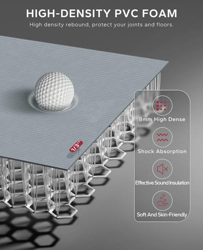 HAPBEAR Large Exercise Mat-6'x4'/7'x5'/6'x8'/6'x9'/6'x10'/6'x12'x 1/3"(8mm) - color: Grey-High Density 7'×5'×⅓"