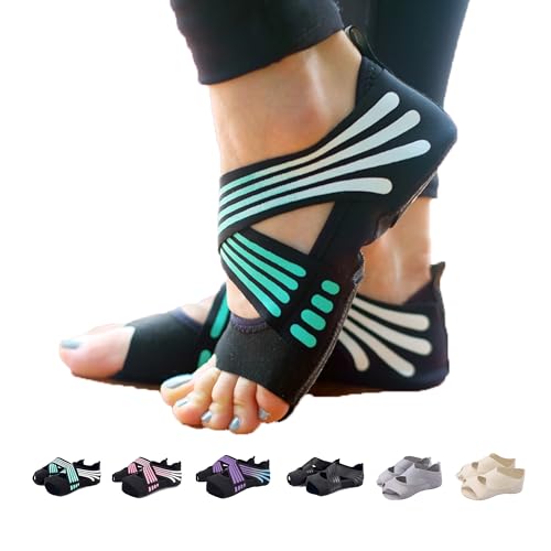 ABIRAM Pilates Grip Socks for Women - Non-Slip Toeless Yoga & Barre Socks | Quick-dry, non-slip, toeless design with stay-put fit and stylish colors — ideal for reformer, yoga, Pilates, barre & ballet - color: Green, size: Large