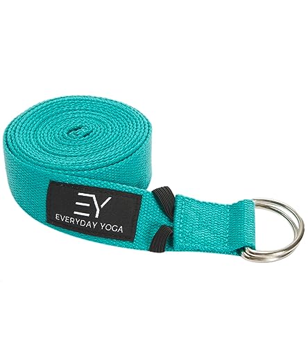 Everyday Yoga Strap with Metal D-Ring Athletic Stretching, 6ft/8ft/10ft | Durable Stretching Strap, Flexibility Training, Exercise & Fitness For Yoga, Pilates, Physical Therapy, Gym, Unisex-Adult - color: Aqua, size: 10 Foot