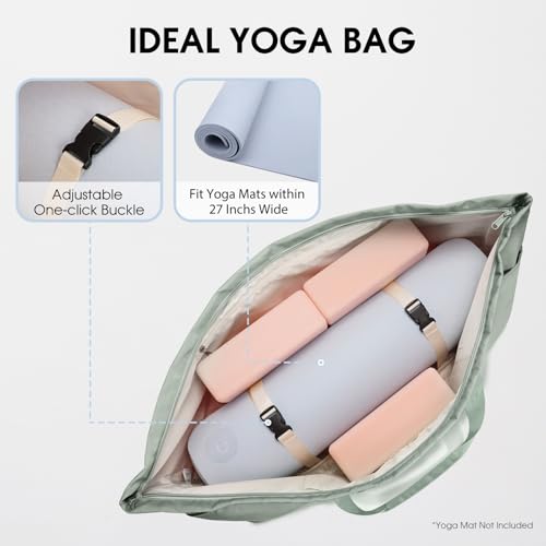 sportsnew Large Yoga Mat Bag Trolley Sleeve Gym Carrier Shoe Bag Wet Pocket | water-resistant fabric, large capacity,wide full-zip opening,separate shoe bag,2 yoga mat holder straps,multi-pocket storage - color: Green